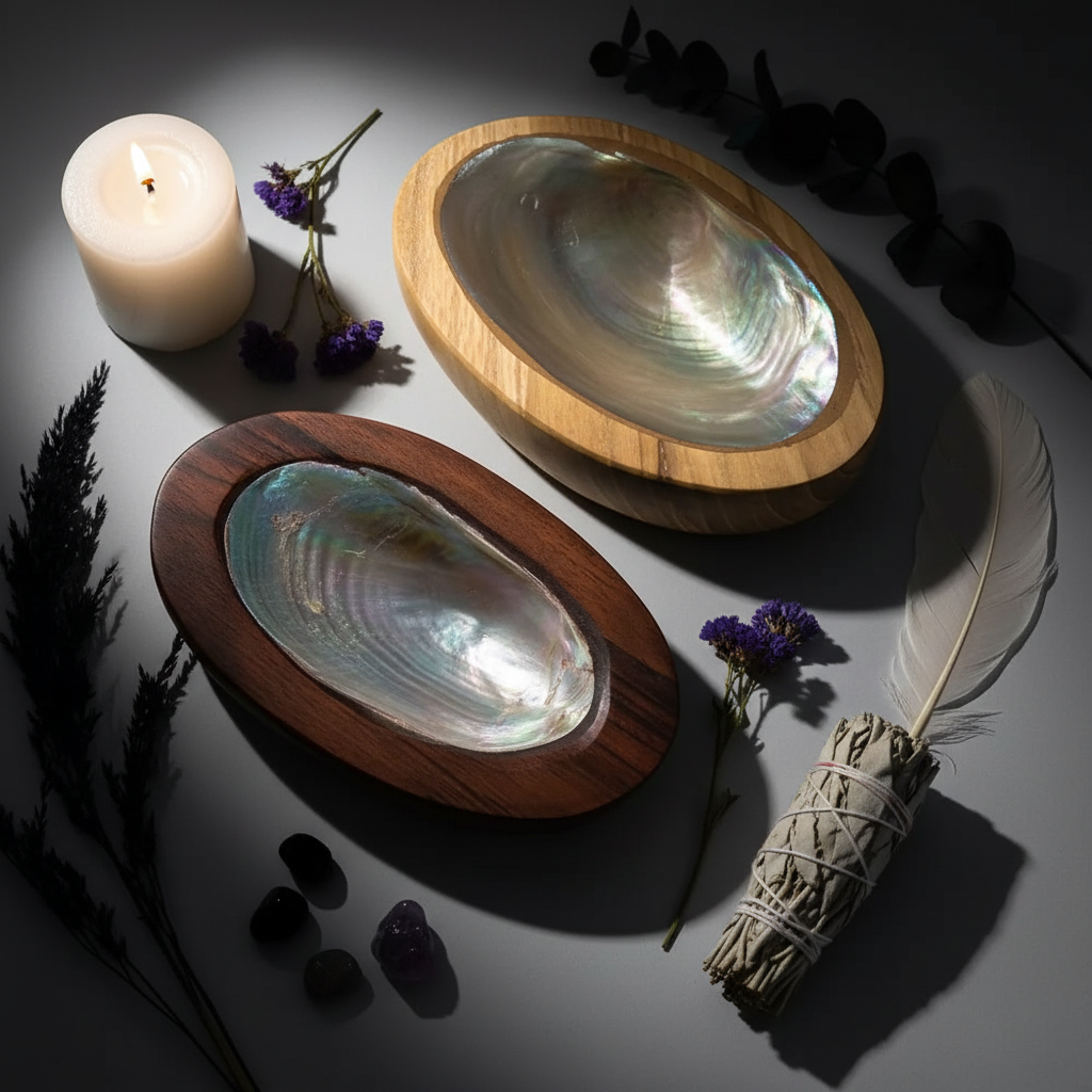 Abalone Wood Bowl Flat Lay