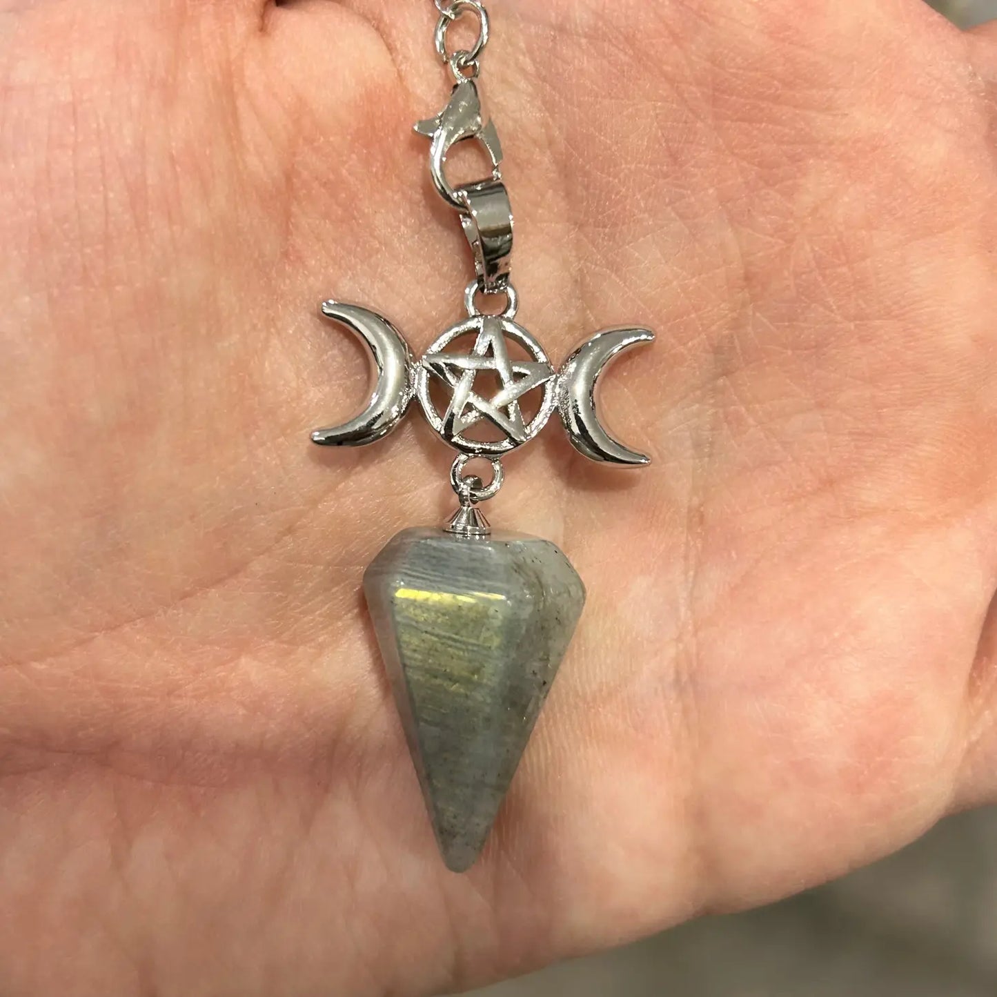 Triple Moon Gemstone Pendulum Labradorite