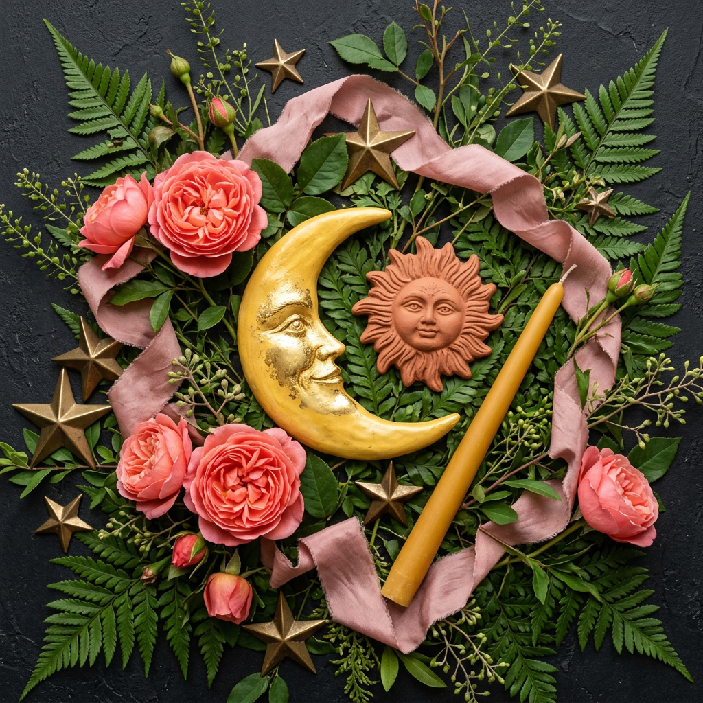 Abstract Visions celestial props-only flat lay
