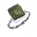 Evolve Green Kyanite Raw Stone Sterling Ring Size 5