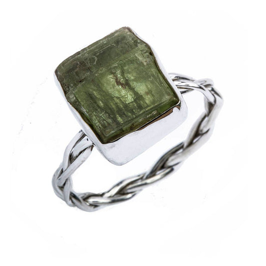 Evolve Green Kyanite Raw Stone Sterling Ring Size 5