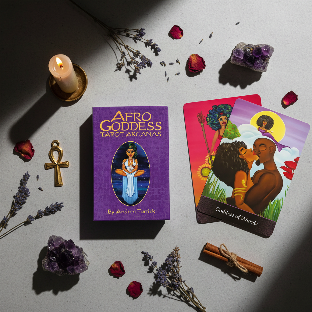Afro Goddess Tarot Flat Lay
