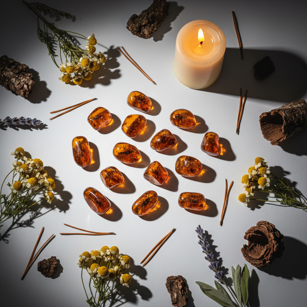 Amber Tumbled Flat Lay