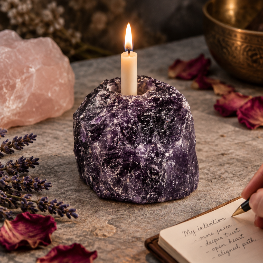 Amethyst candle holder lifestyle