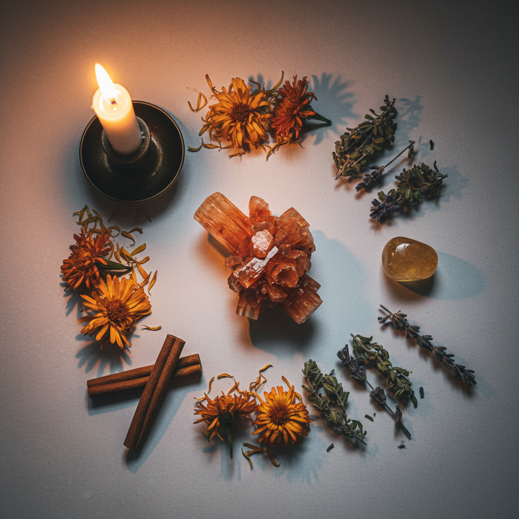 Aragonite Cluster Flat Lay