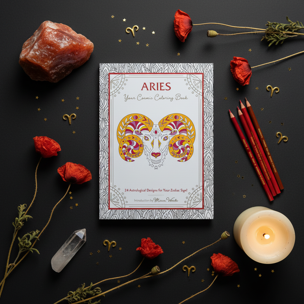 Aries Cosmic Coloring Book Flat Lay