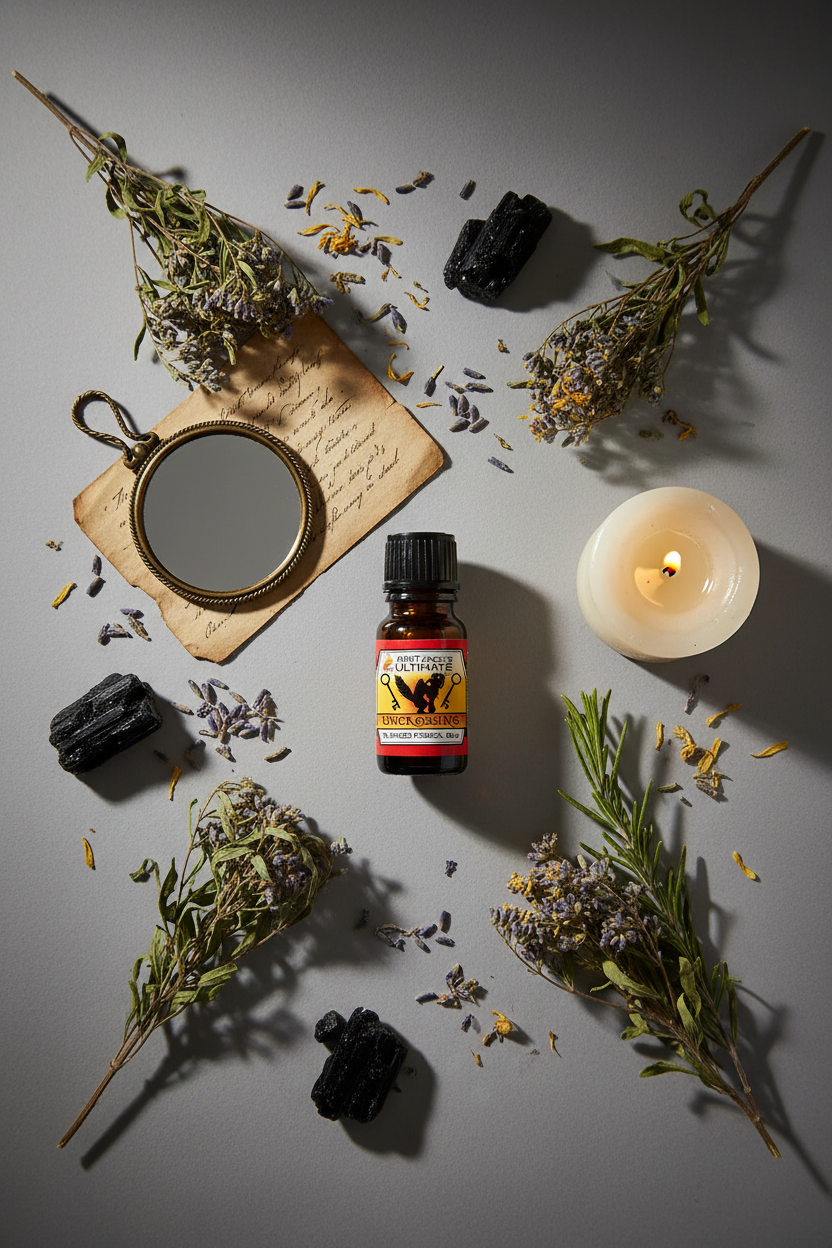 Aunt Jacki's Uncrossing Oil Flat Lay