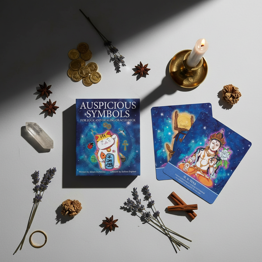 Auspicious Symbols Oracle Deck Flat Lay