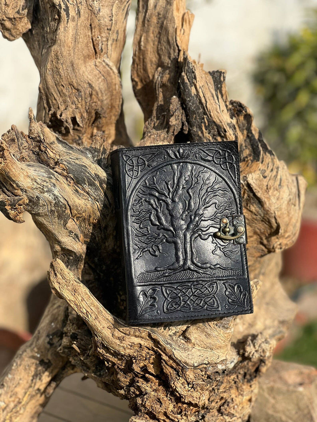 Tree Embossed Leather Journal diary with 200 Handmade pages