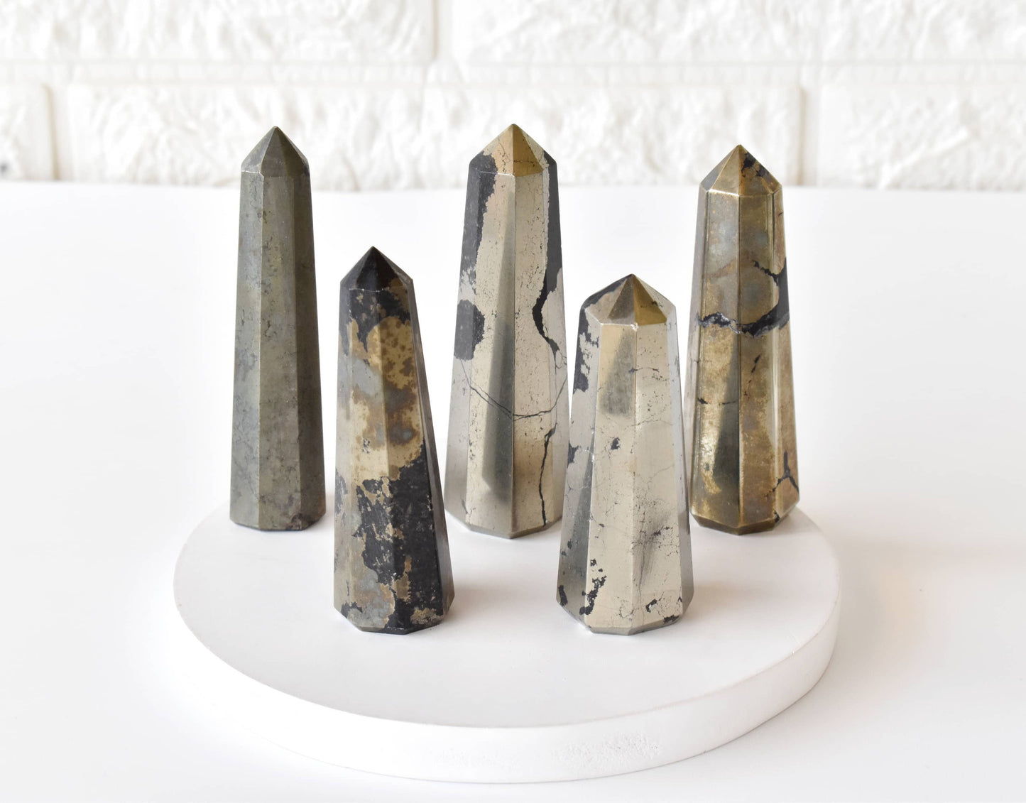 Pyrite Crystal Tower | Healing Obelisk Point | Natural Gemstone Tower