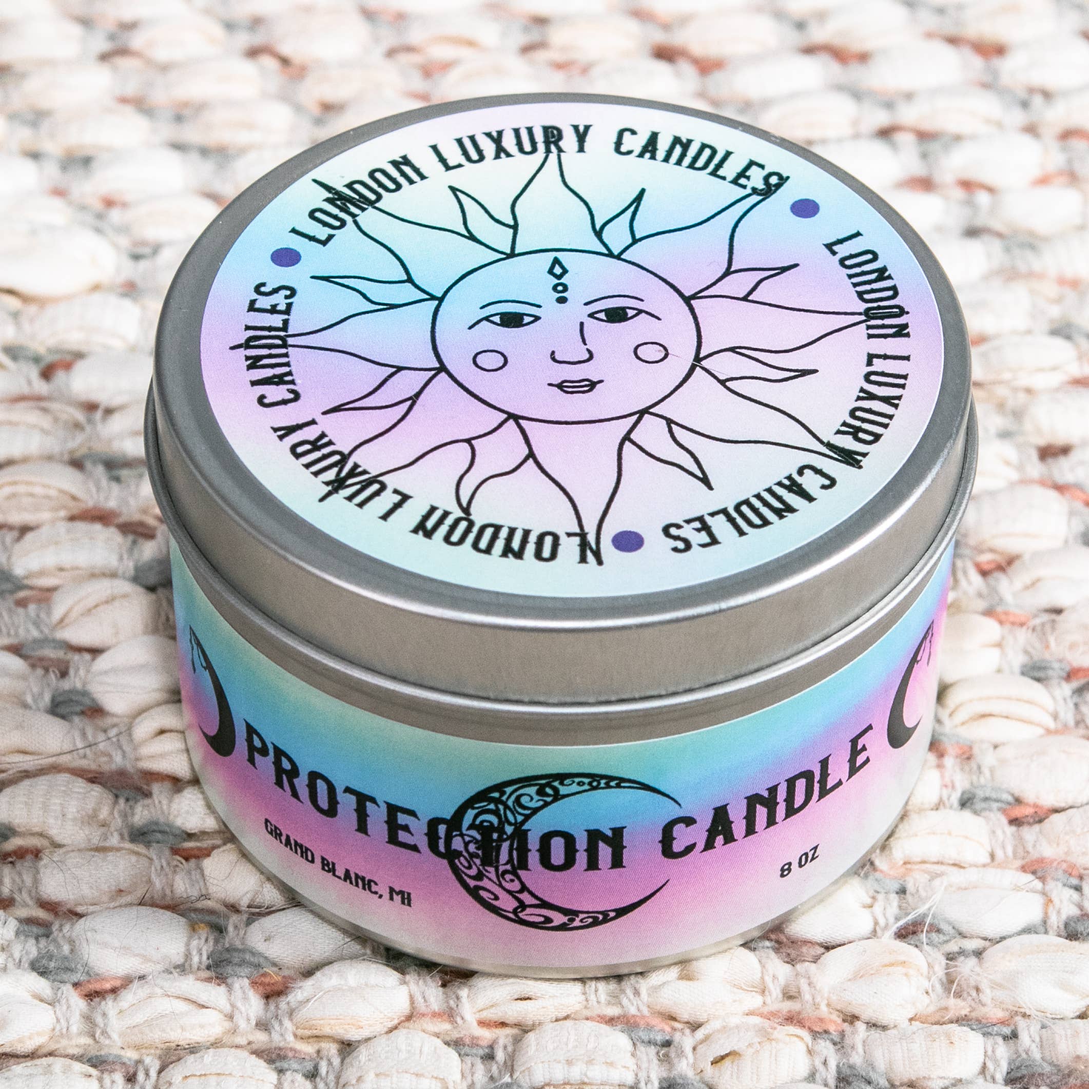 Crystal Candle PROTECTION Intention Metaphysical  Candle SOY
