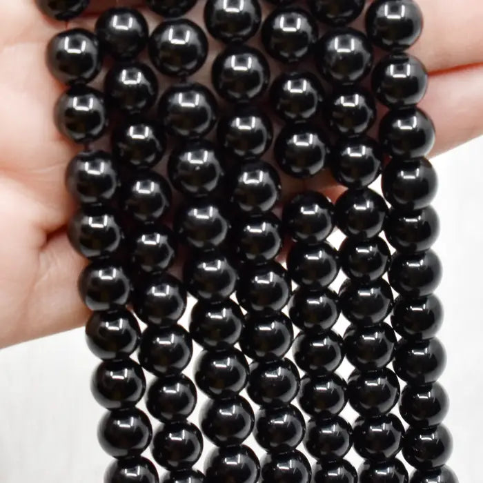 Black Tourmaline Round Beads 4mm