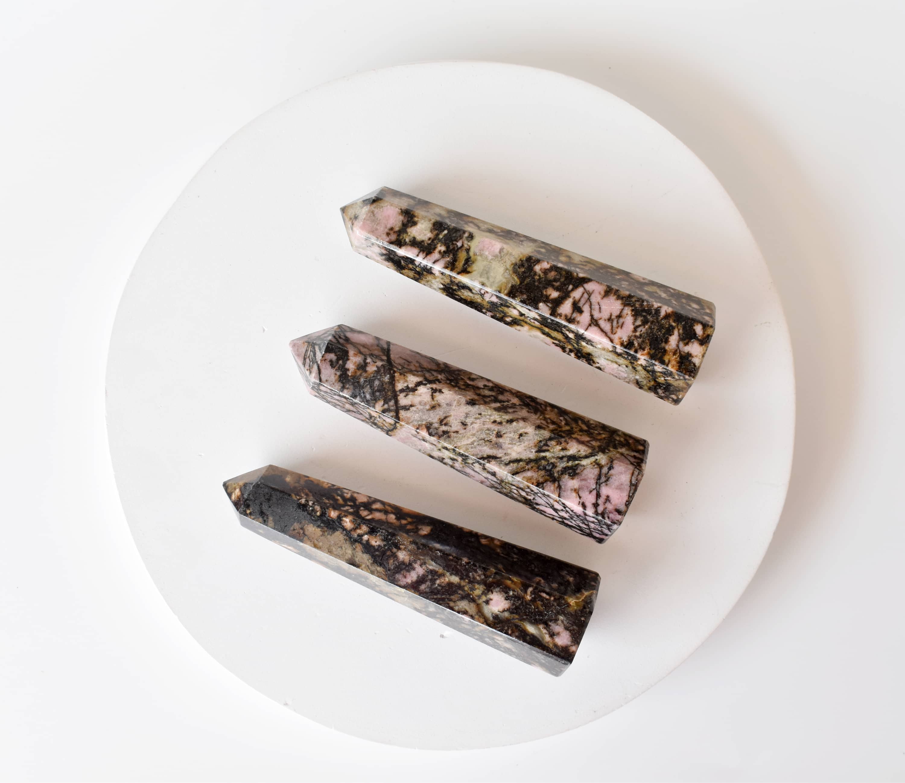 Rhodonite Crystal Tower | Healing Obelisk Point | Natural Gemstone Tower