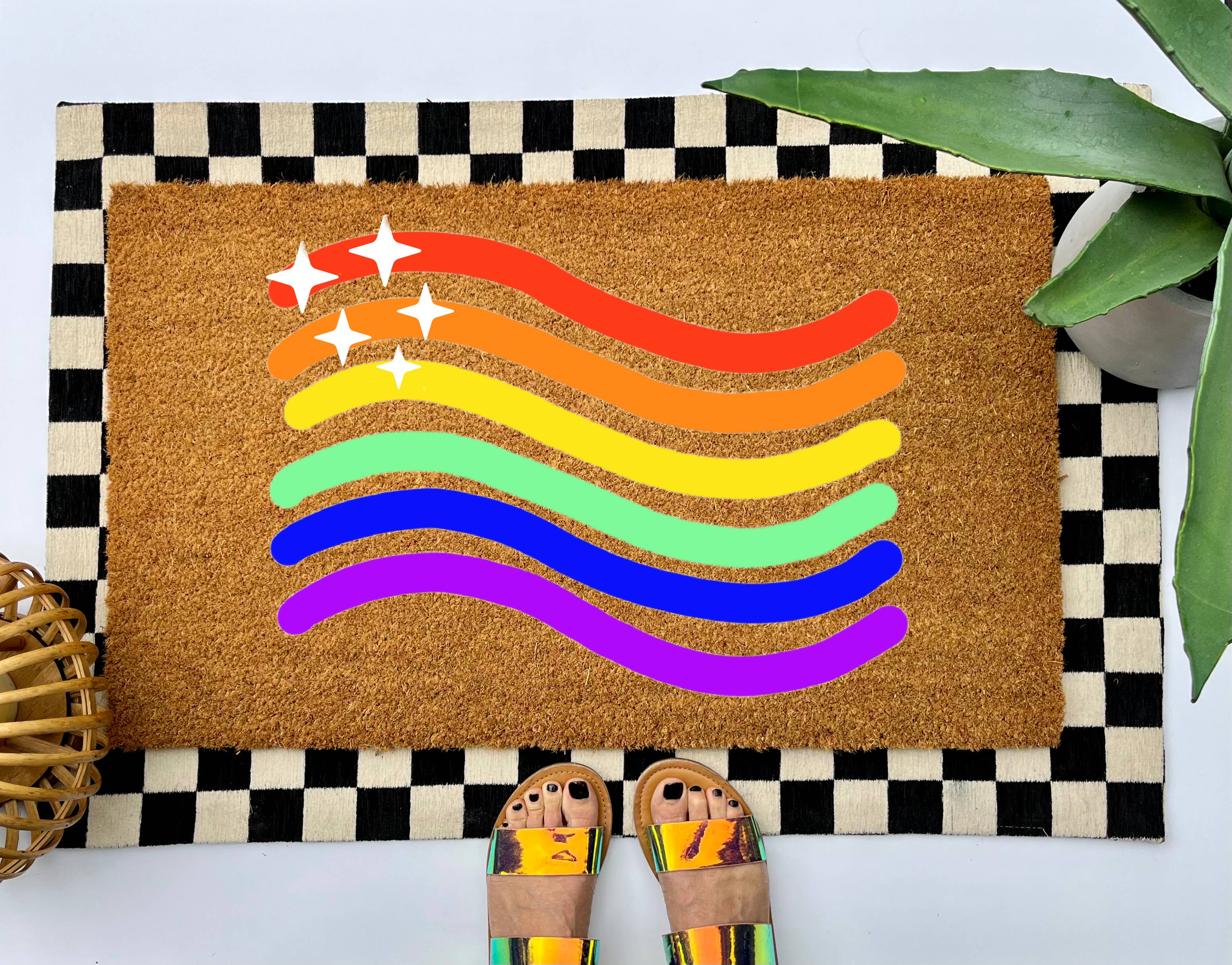 Rainbow Gay Pride Coir Doormat