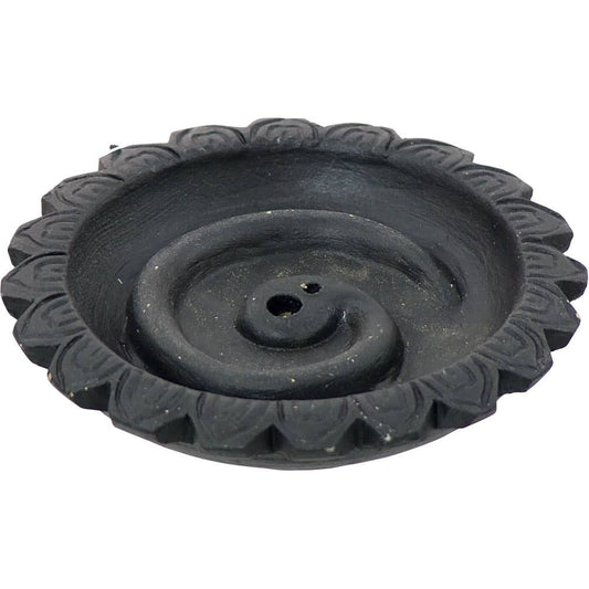 Black Ceramic Rope Incense Burner - 3.5" Diameter