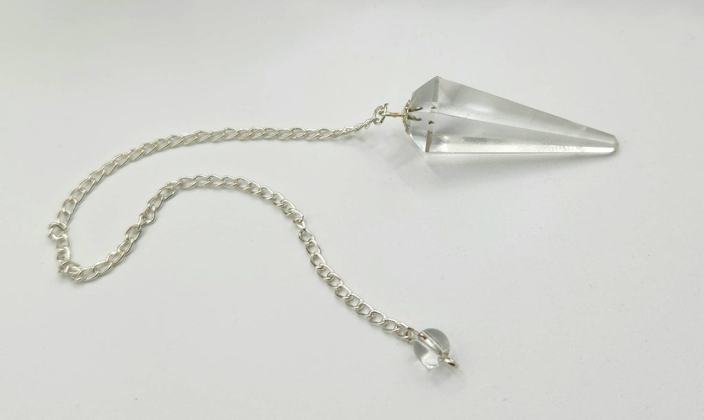 Clear Quartz Crystal Pendulum | Silver-Plated Chain | Divination & Energy Work