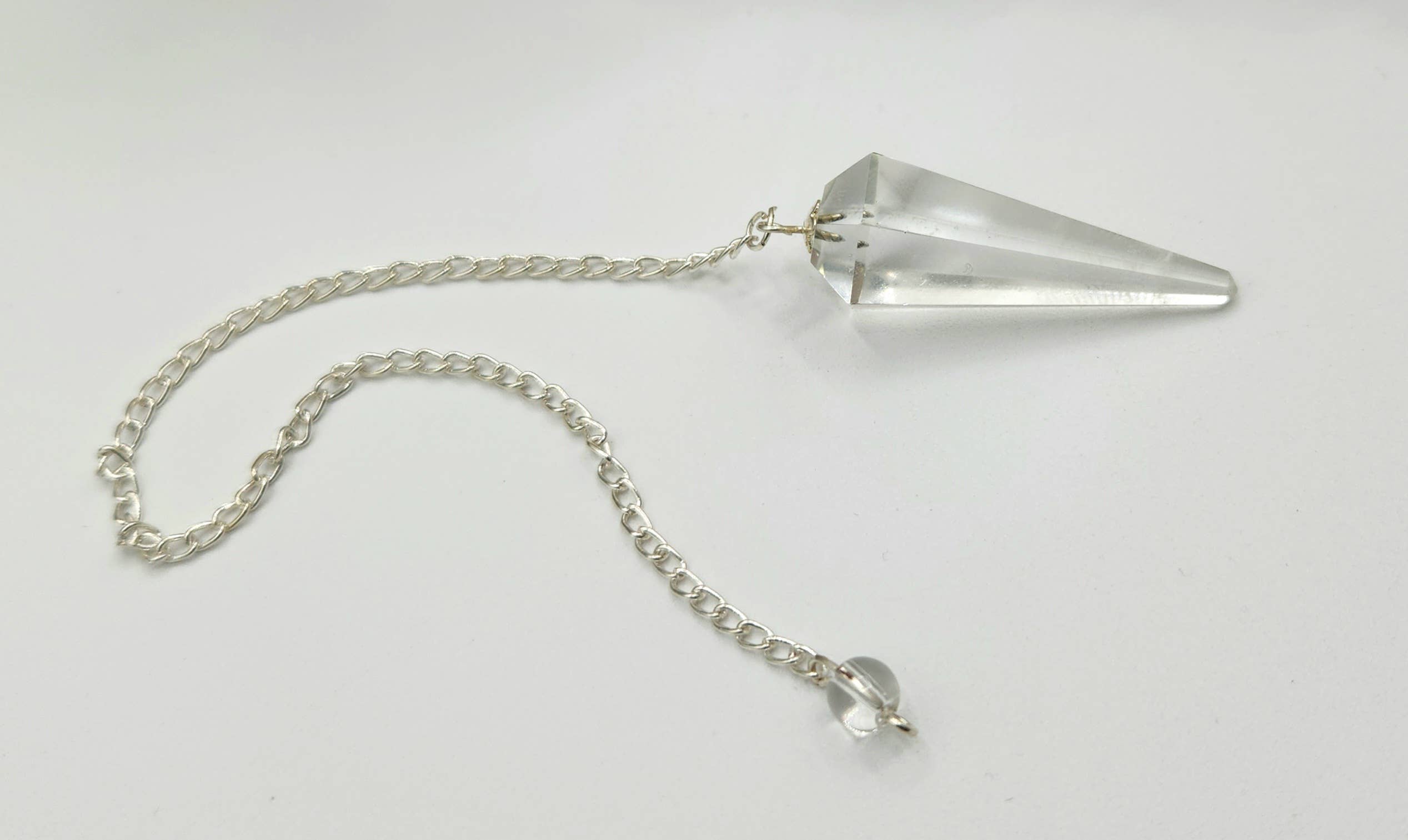 Clear Quartz Crystal Pendulum | Silver-Plated Chain | Divination & Energy Work