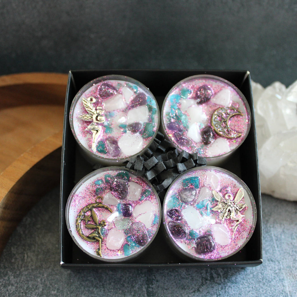 Fairy Dust Tealight Crystal Candles, Ritual Candles