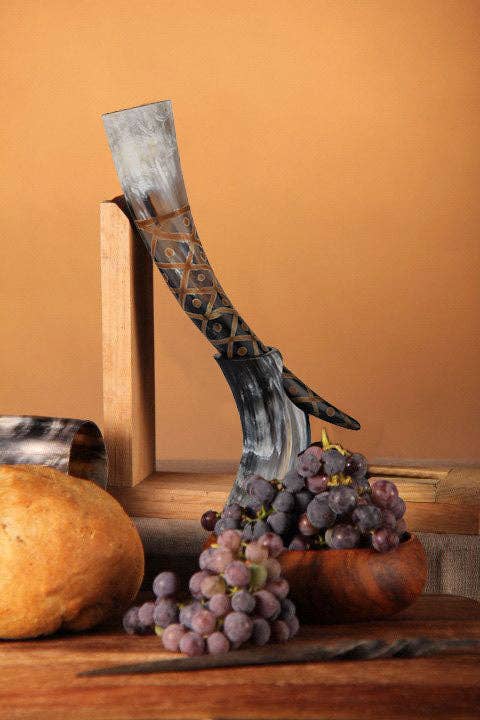 Real Viking Drinking Horn with Stand Cups Vessels, 14"