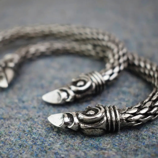 Chunky Pewter Odin's Raven Viking Bracelet