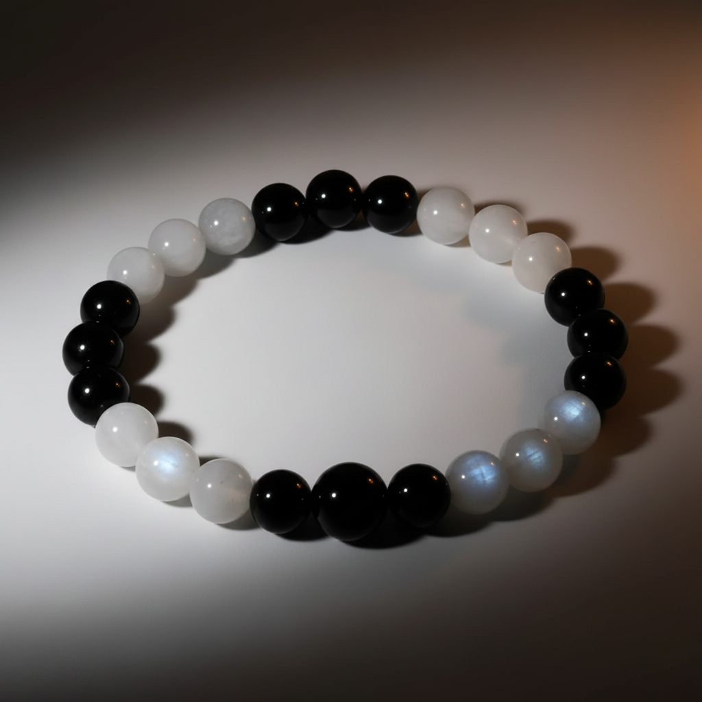 Black Obsidian & Moonstone Bracelet Hero - Brighter