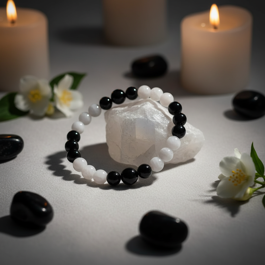 Black Obsidian & Moonstone Bracelet Lifestyle