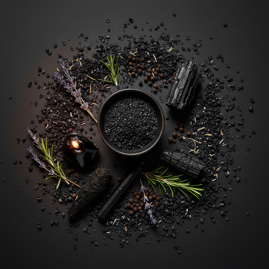 Black Salt Flat Lay