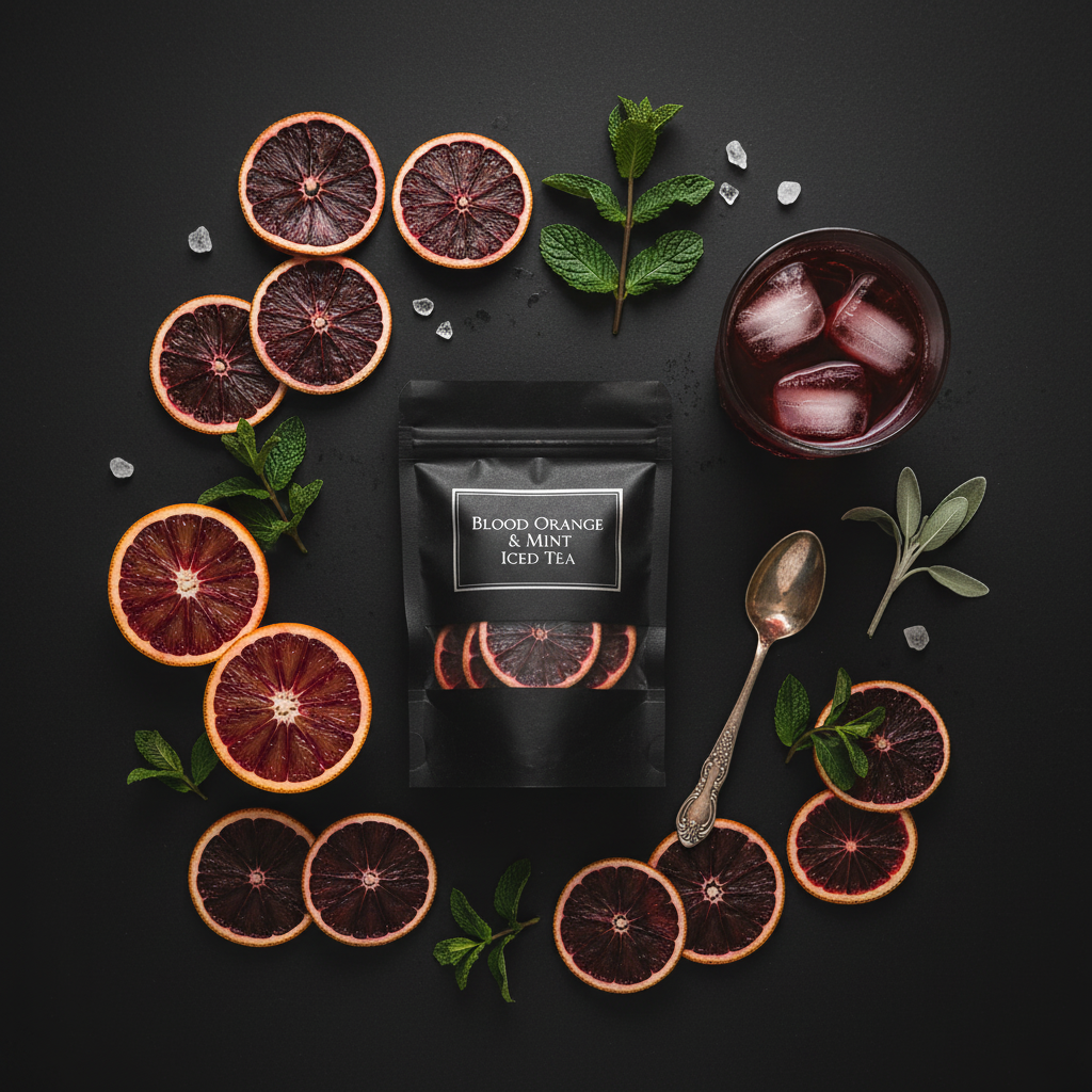 Blood Orange Iced Tea Flat Lay