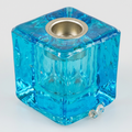 Blue glass cube candle holder hero
