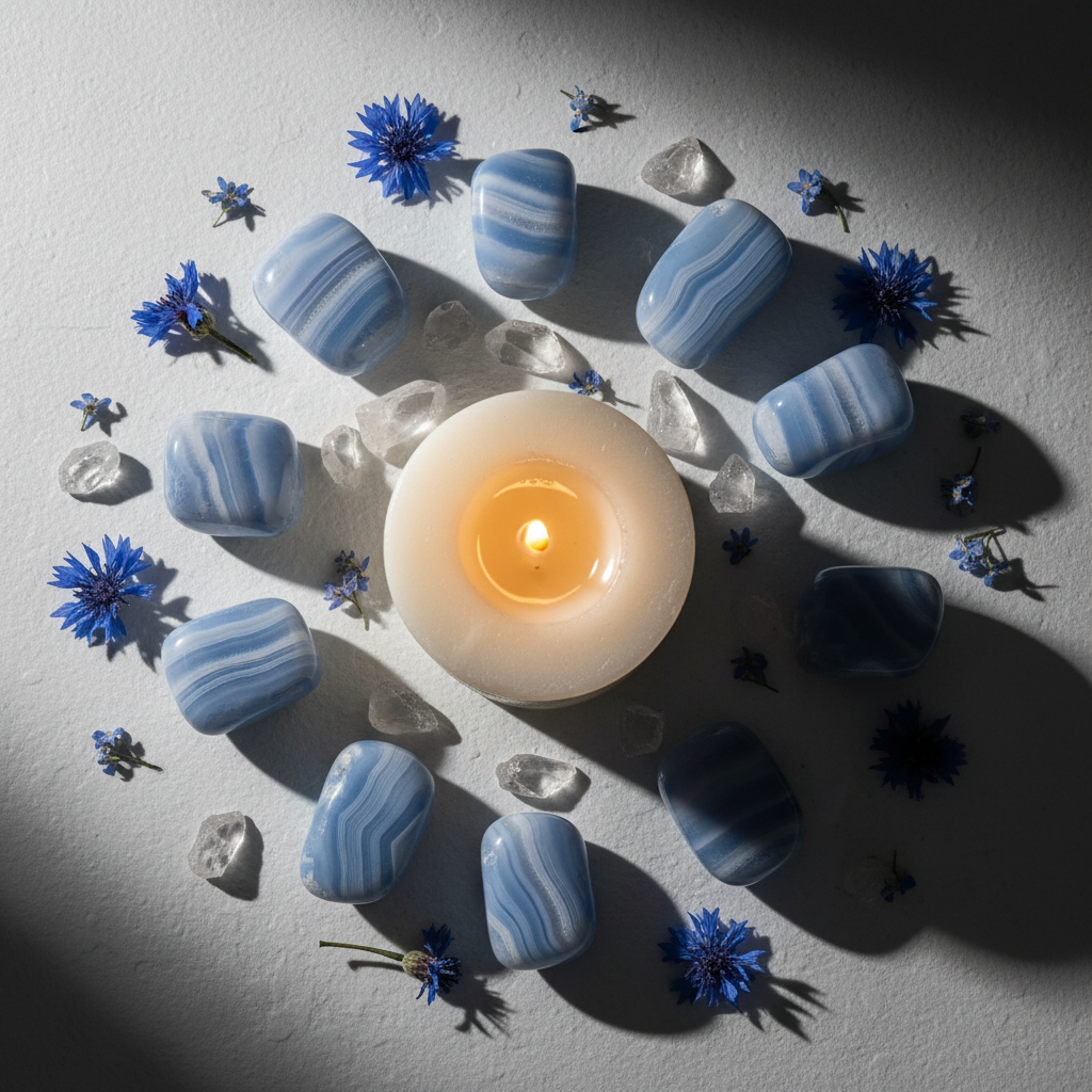 Blue Lace Agate Flat Lay