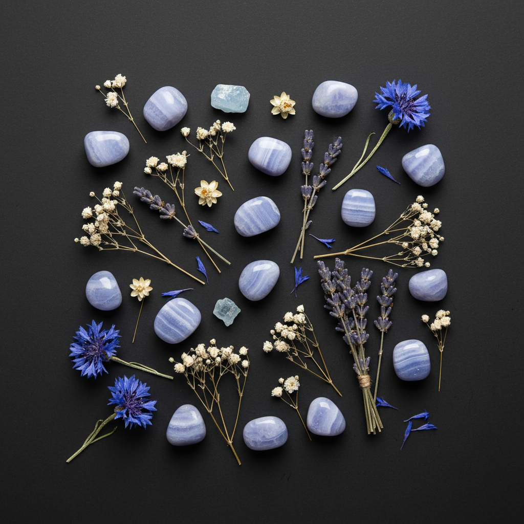 Blue Lace Agate Flat Lay