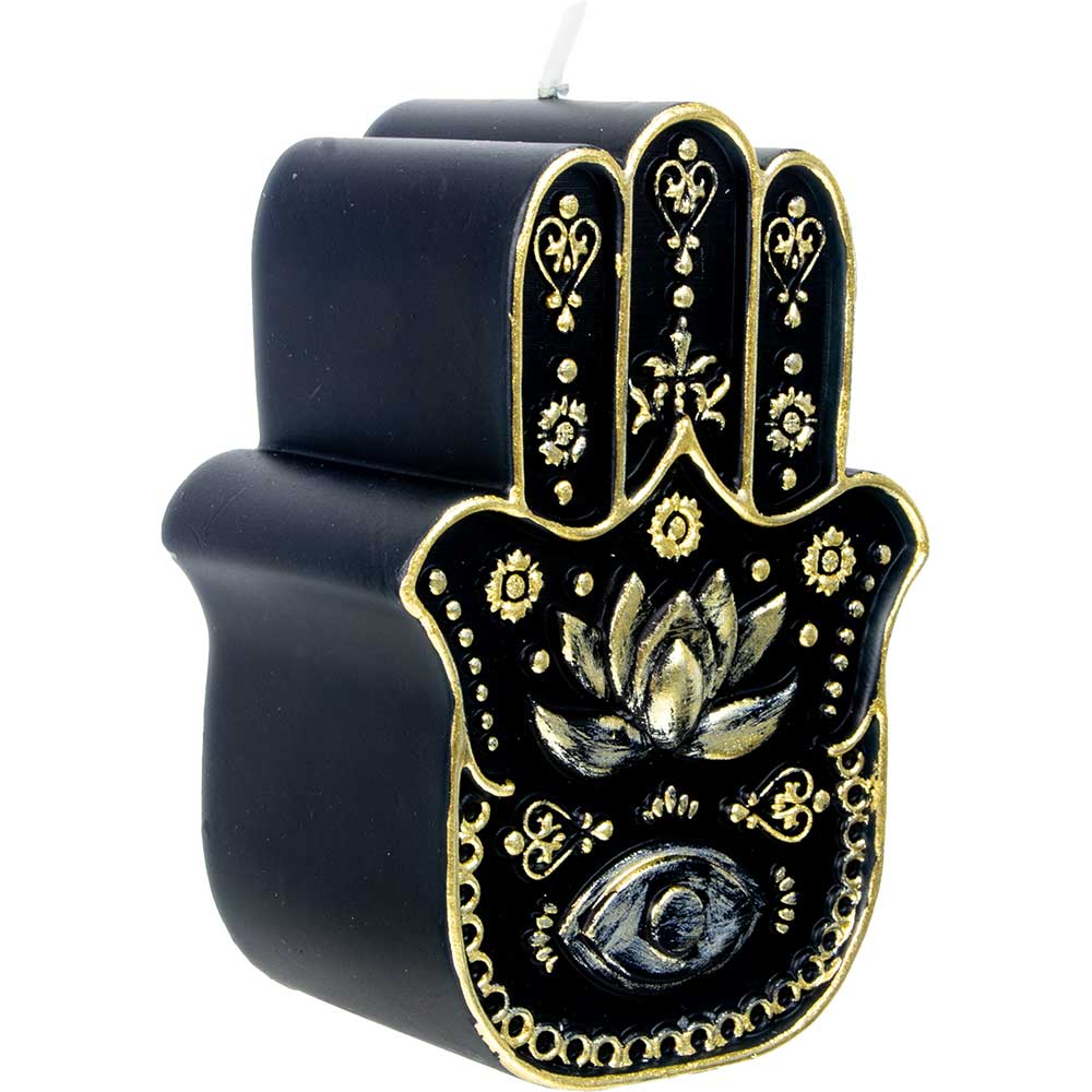Hamsa Hand Intention Candle | Black & Gold Fatima Hand Candle