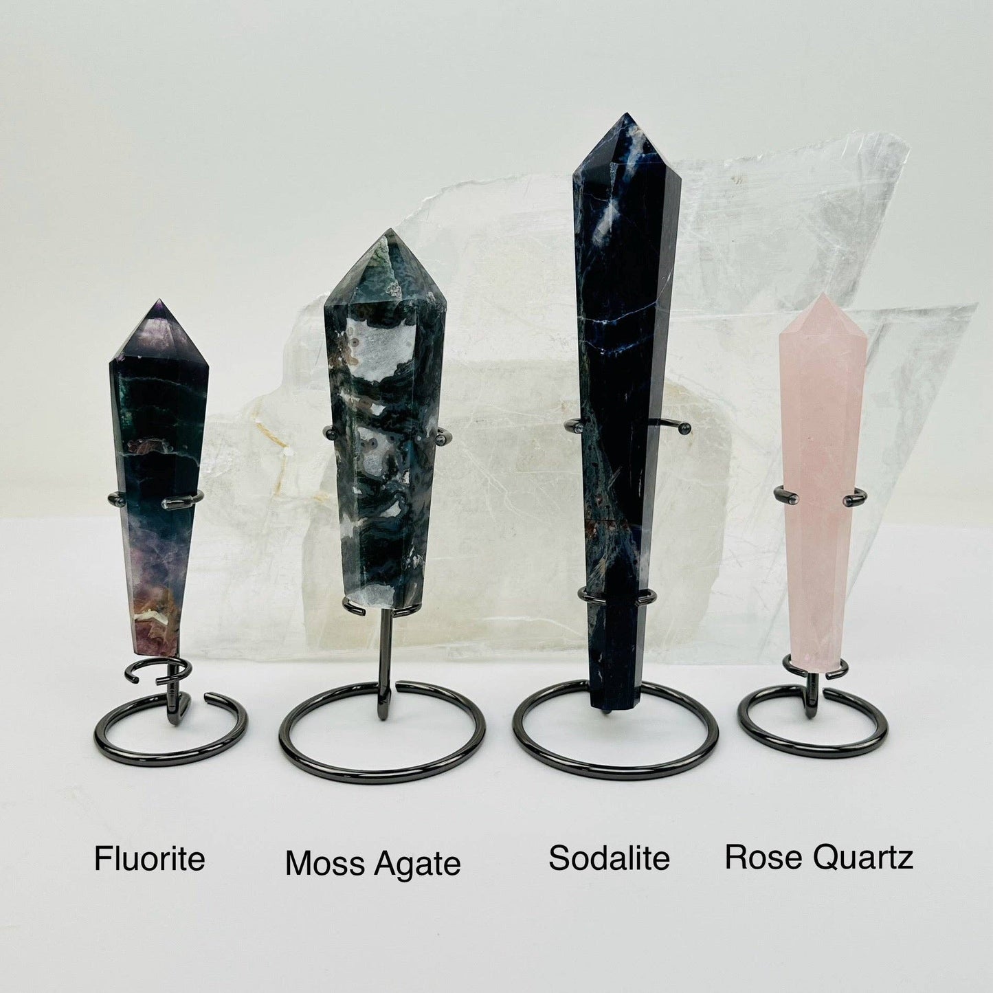 Crystal Wands on Metal Stand