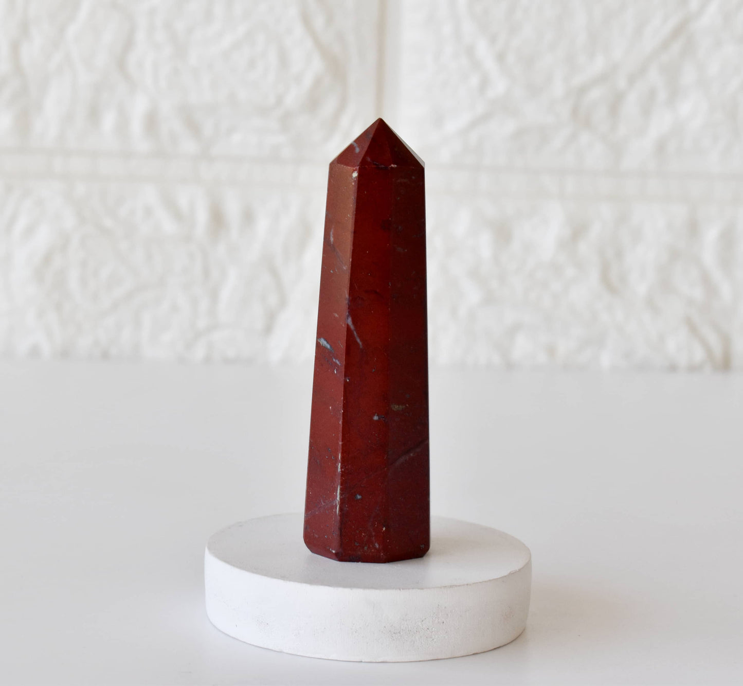 Red Jasper Crystal Tower | Healing Obelisk Point | Natural Gemstone Tower