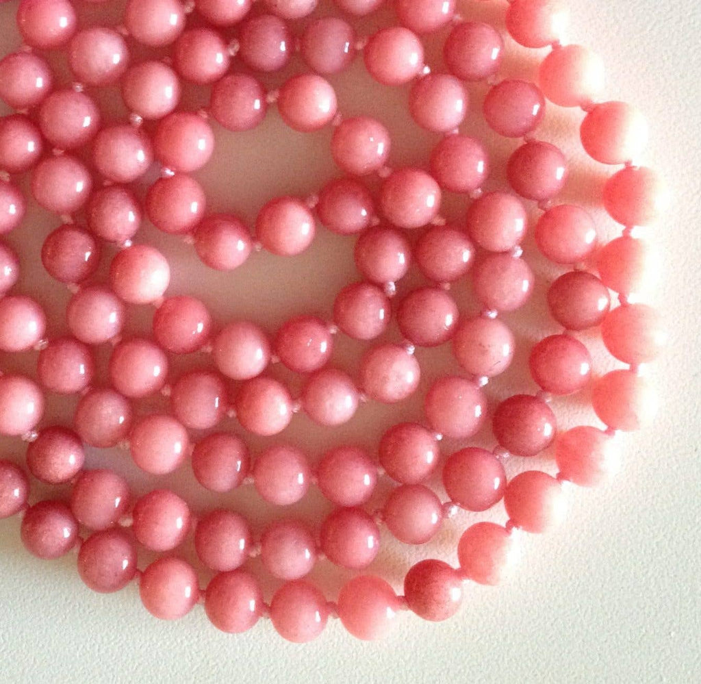 Rhodochrosite Mala | 108 Beads with Beaded Tassel | 6mm | Hand-Made & Mantra Energized