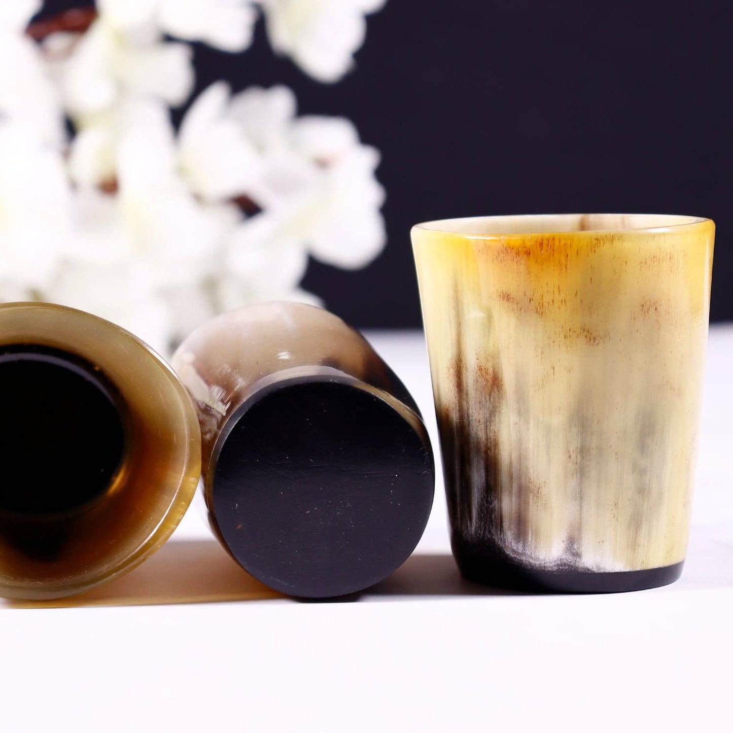 Whiskey Shot Glasses Real Horn Mug Cup - Set of 2 Pcs