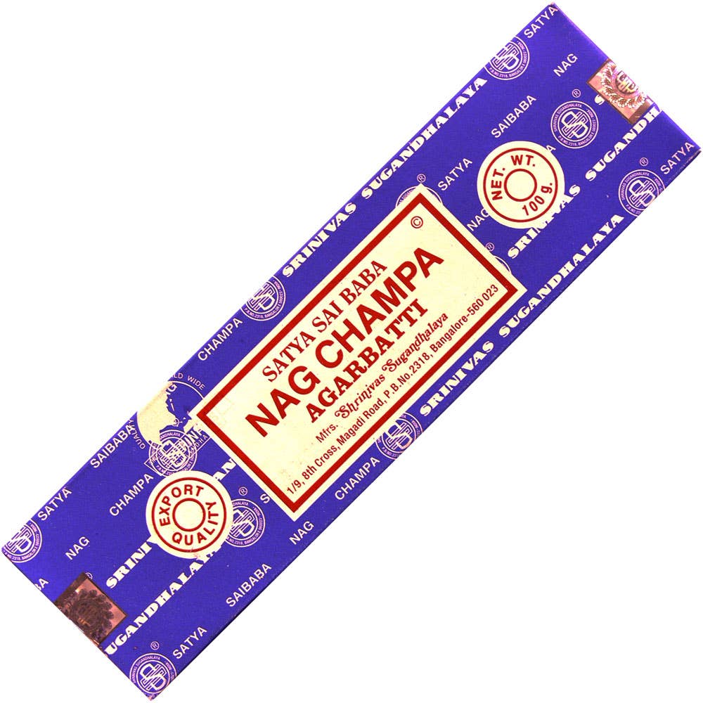 Satya Nag Champa Incense 100g - Classic Blue Box Meditation Incense
