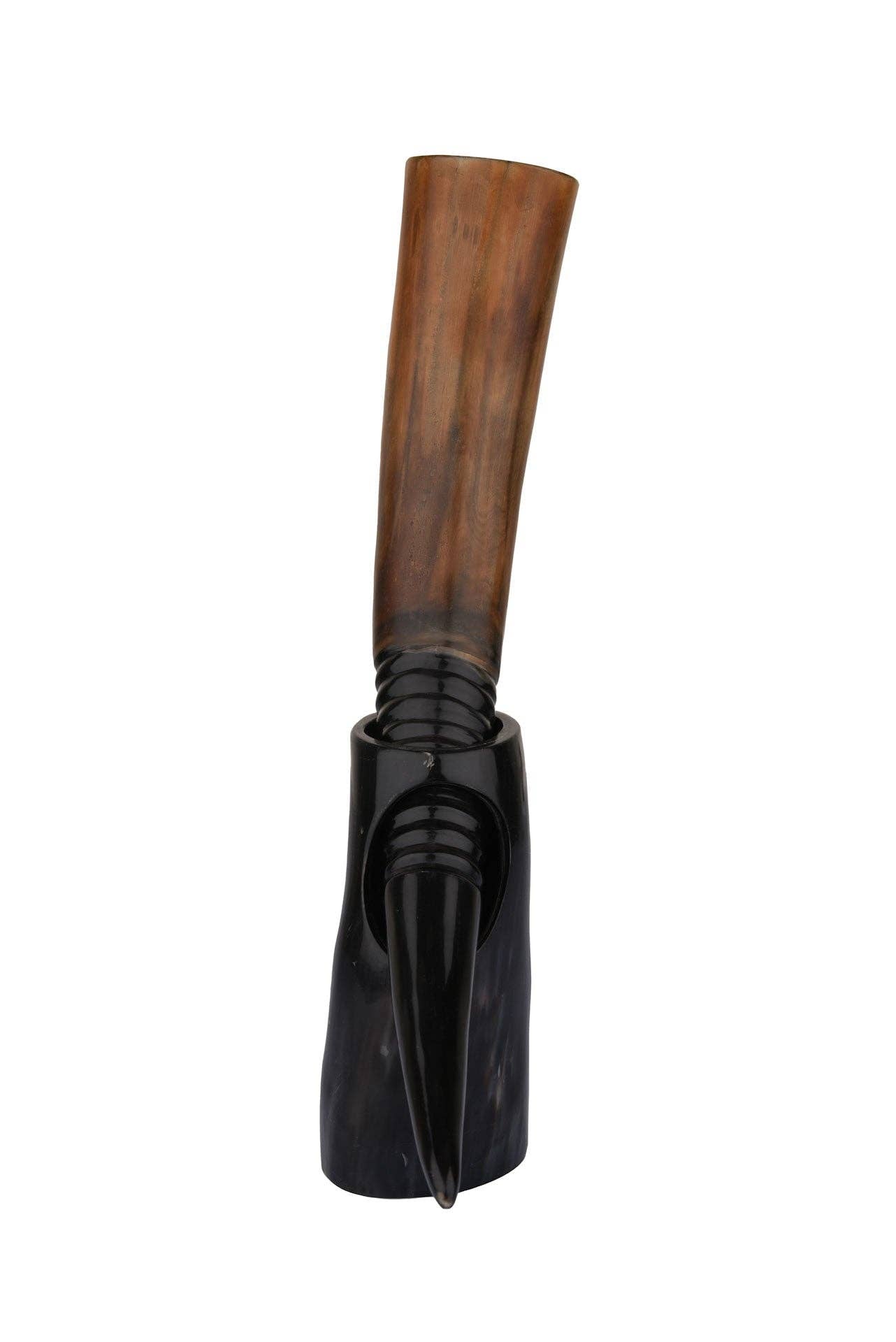 Auger Real Viking Drinking Horn with Stand Cups Vessels, 14"