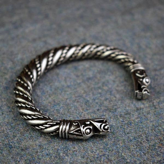 Tapered Band Viking Age Pewter Replica Dragon Bracelet