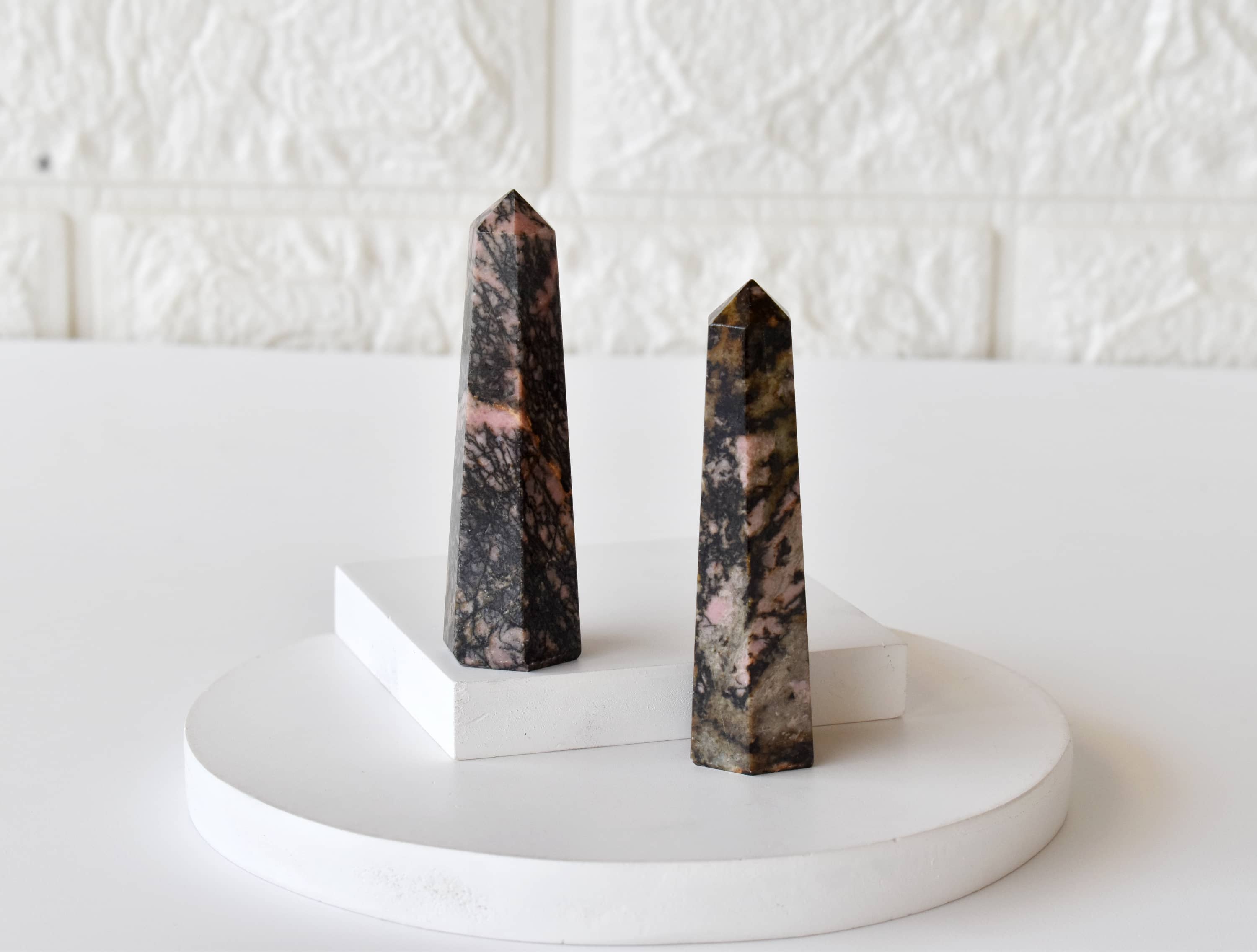Rhodonite Crystal Tower | Healing Obelisk Point | Natural Gemstone Tower