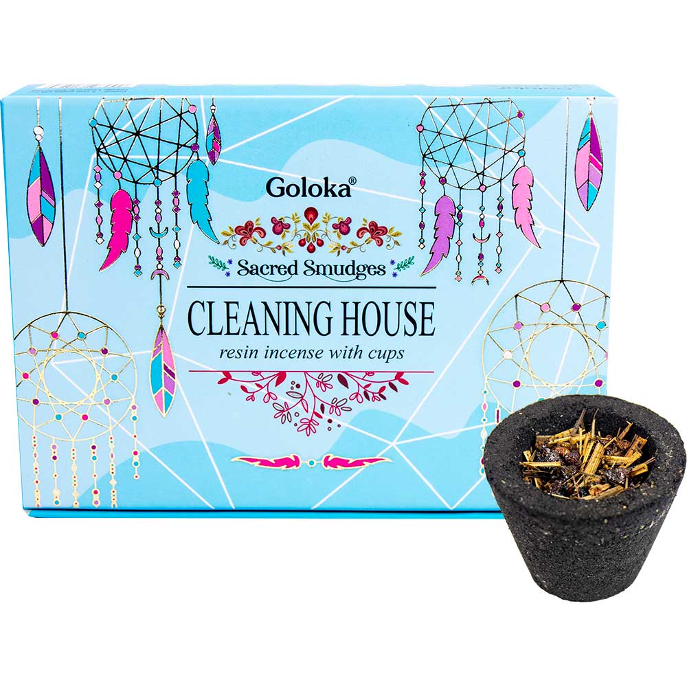 Goloka Sacred Smudges Resin Cups – Cleaning House (Pack of 6)