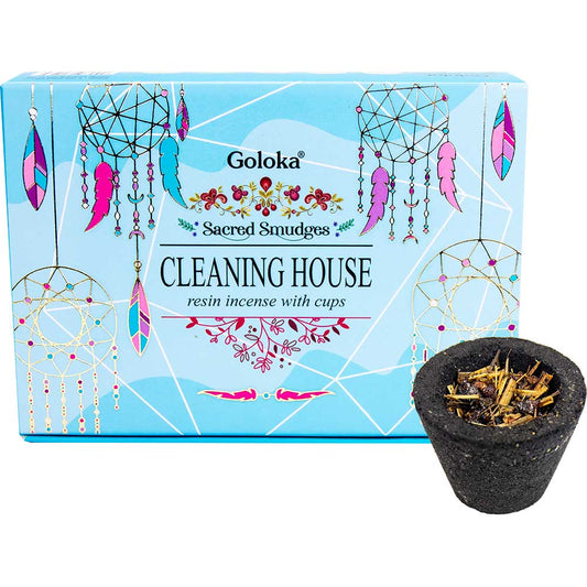 Goloka Sacred Smudges Resin Cups – Cleaning House (Pack of 6)