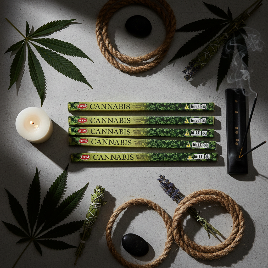 Cannabis Incense Flat Lay