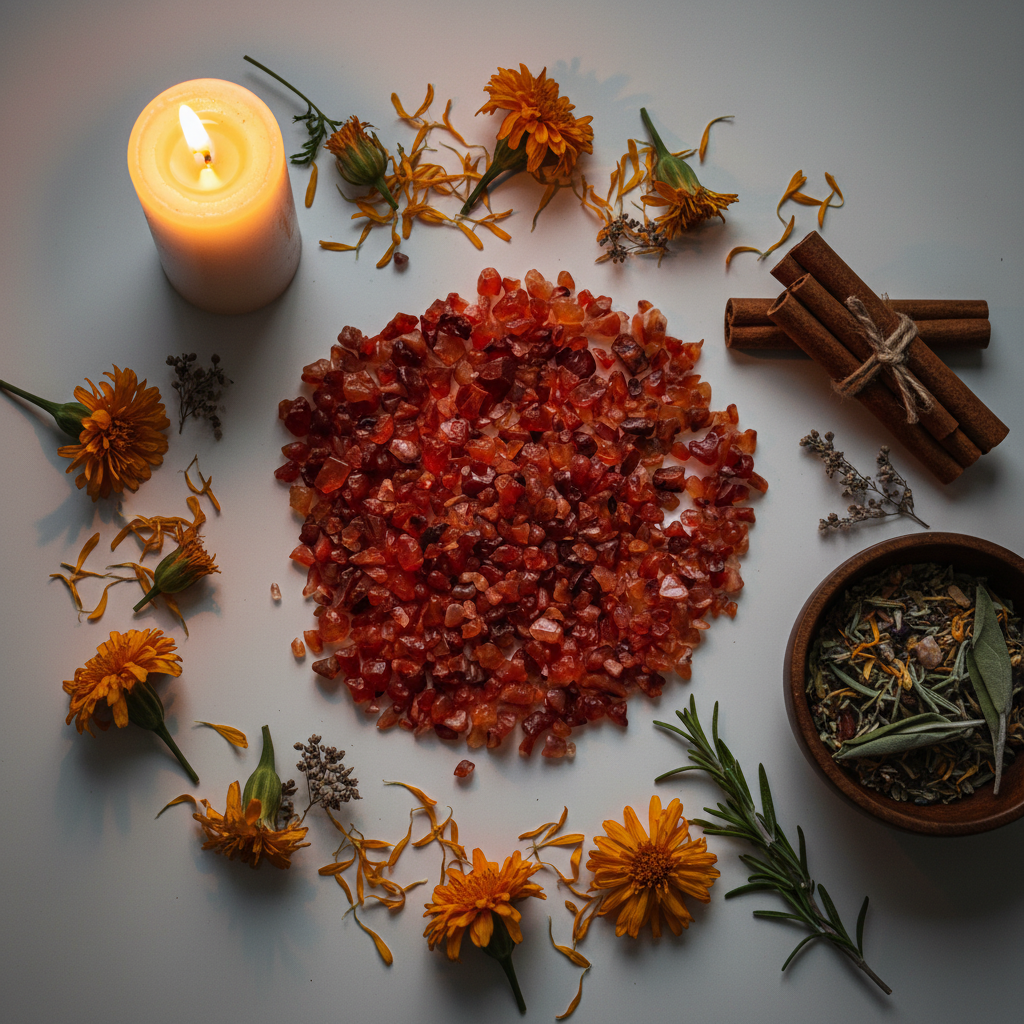 Carnelian Chips Flat Lay