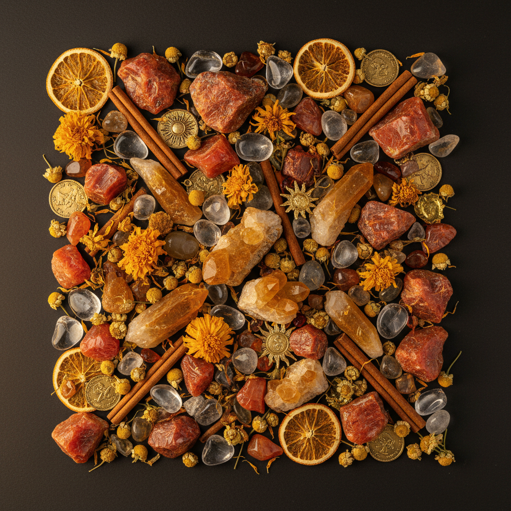 Carnelian Citrine Clear Quartz Flat Lay