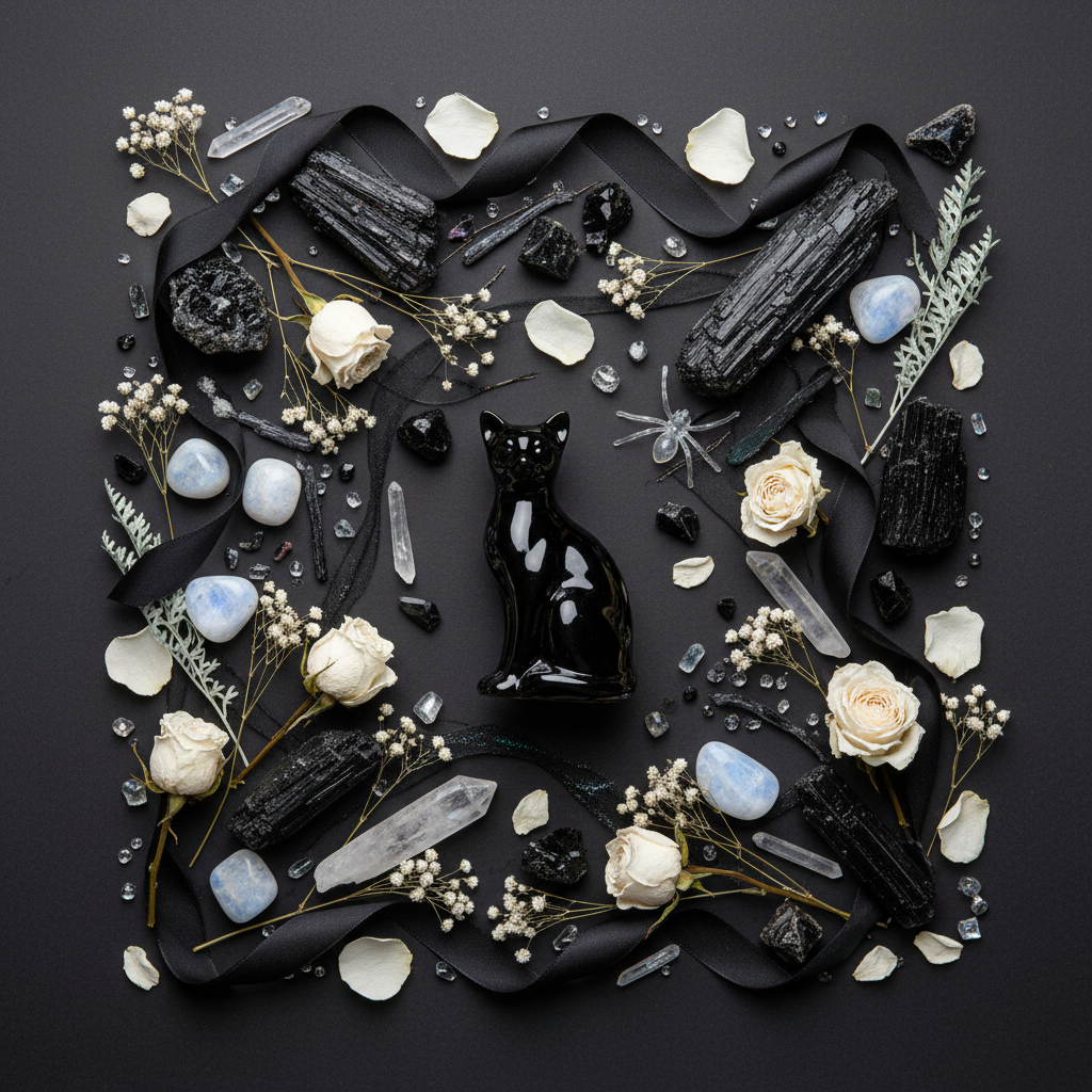 Cat Full of Spiders Flat Lay - Props Only