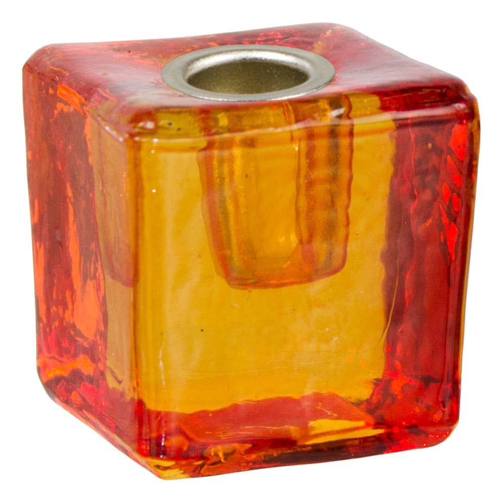 Orange Glass Cube Chime Candle Holder — Sacral Chakra