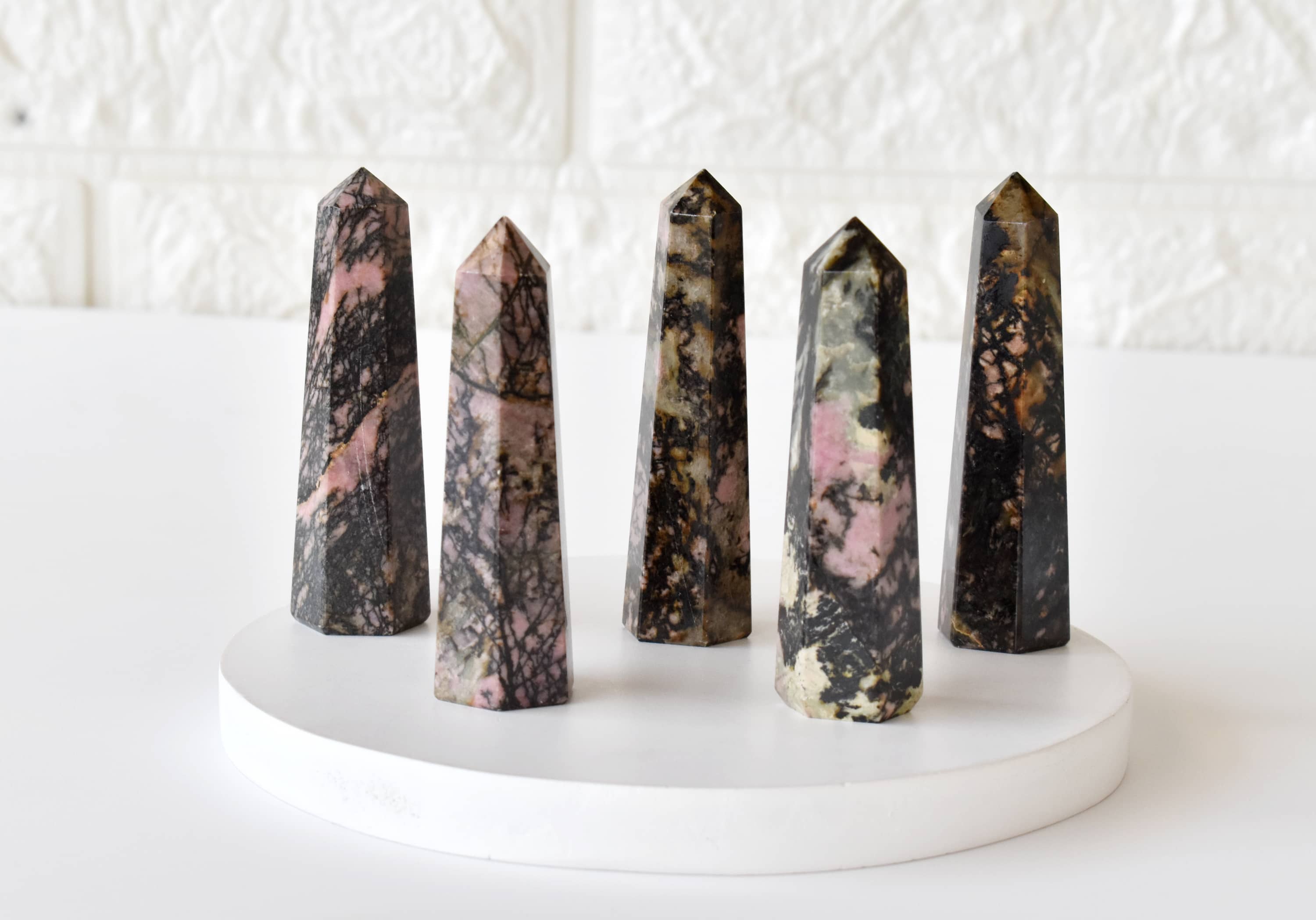 Rhodonite Crystal Tower | Healing Obelisk Point | Natural Gemstone Tower