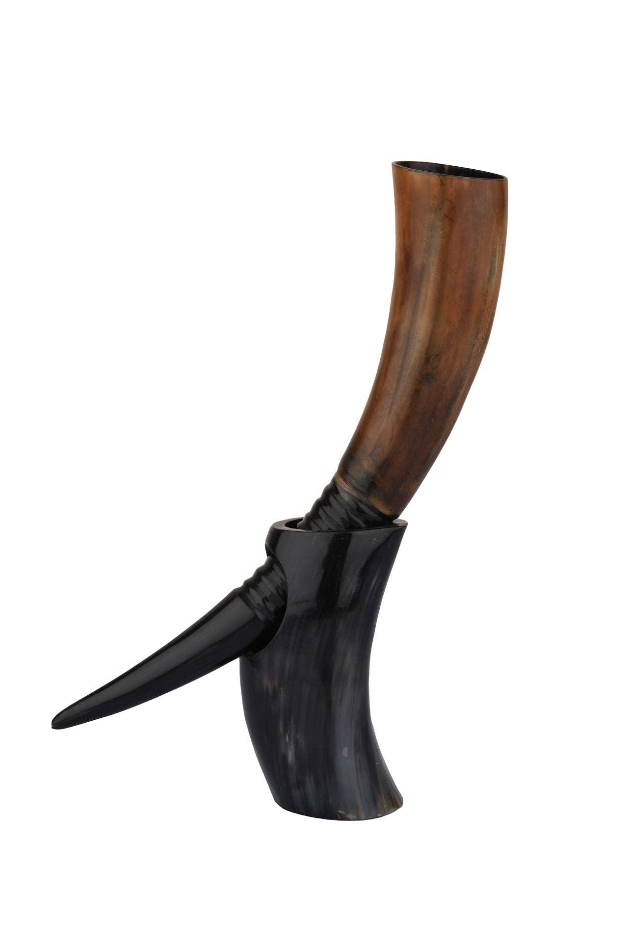 Auger Real Viking Drinking Horn with Stand Cups Vessels, 14"