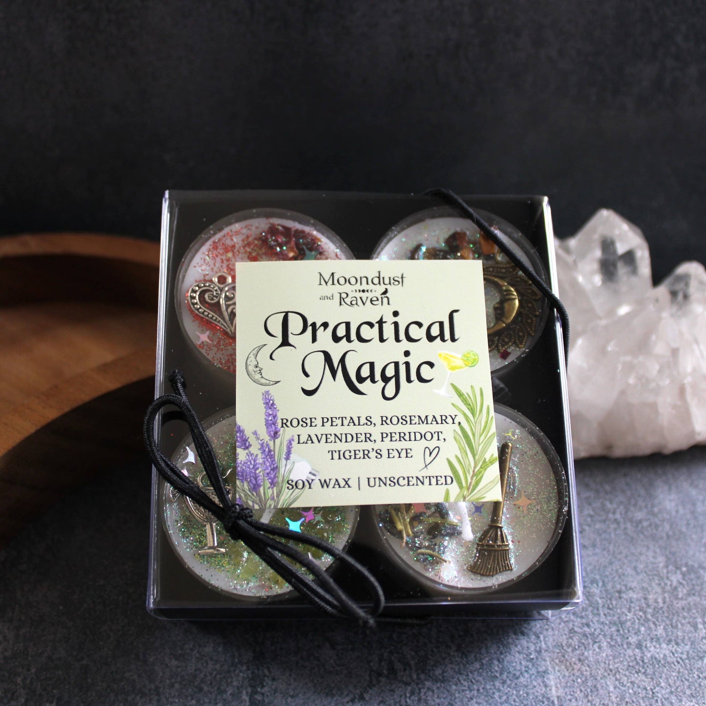 Practical Magic Tealight Crystal Candles | Set of 4 Ritual Candles